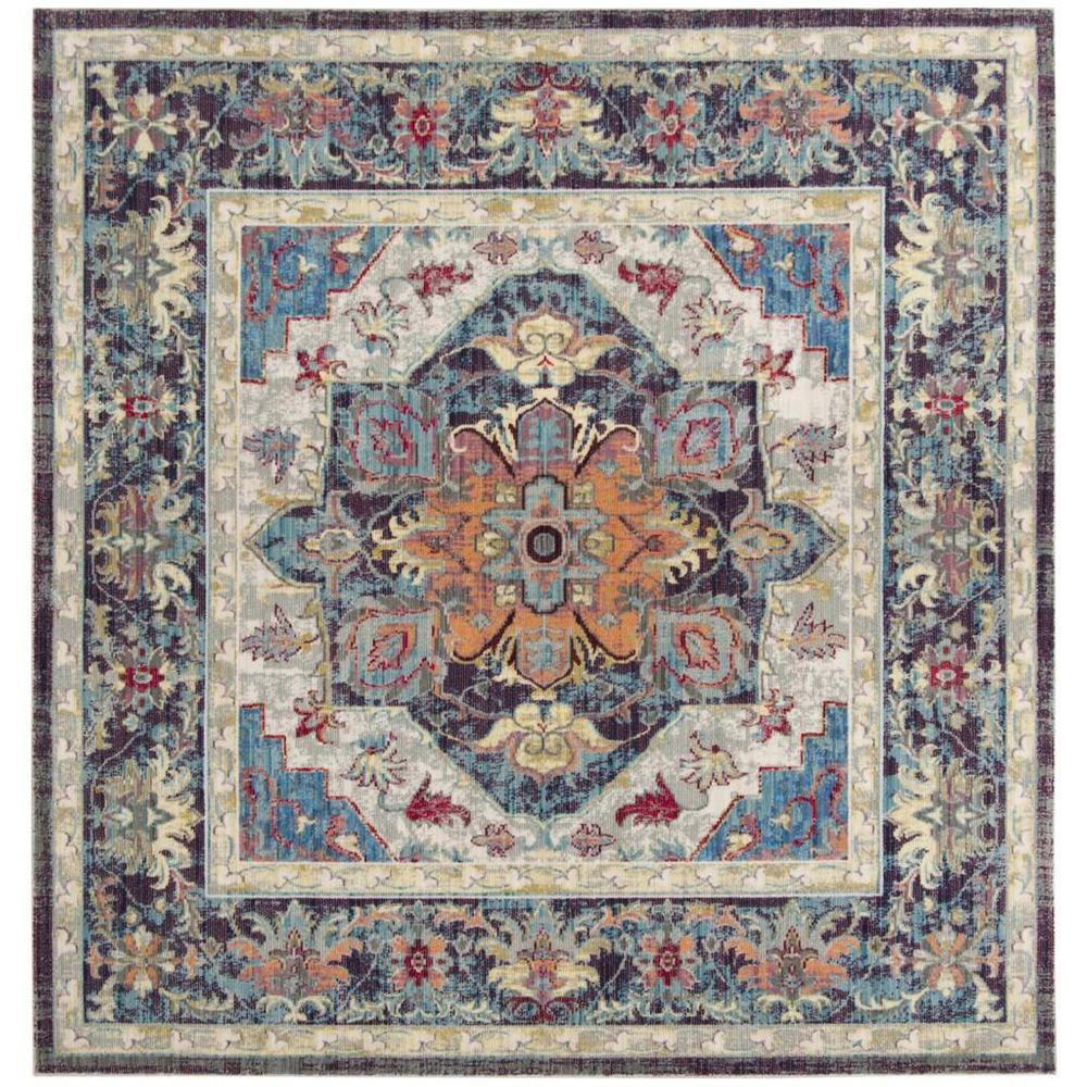 CLAREMONT, BLUE / PURPLE, 6'-7" X 6'-7" Square, Area Rug
