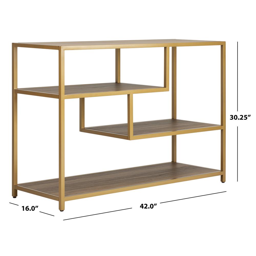 Reese Geometric Console Table, Walnut/Gold