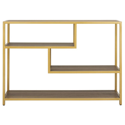 Reese Geometric Console Table, Walnut/Gold