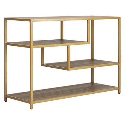 Reese Geometric Console Table, Walnut/Gold