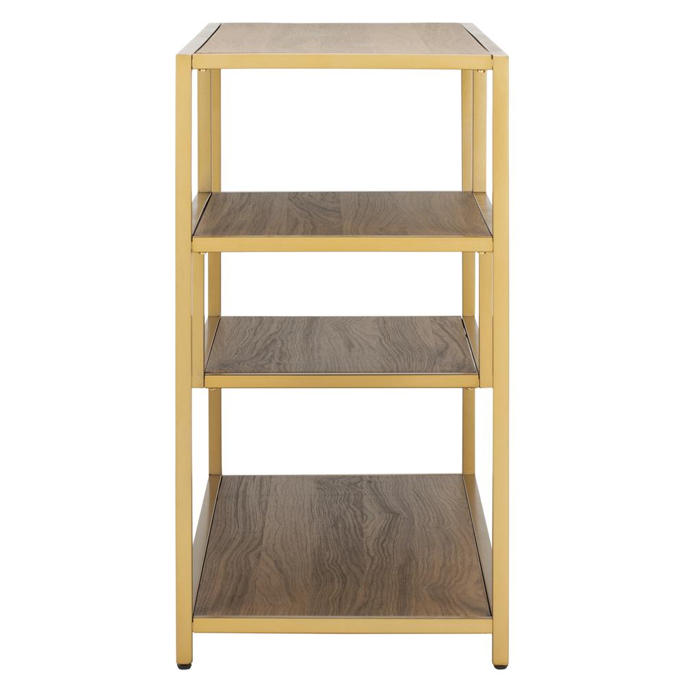 Reese Geometric Console Table, Walnut/Gold