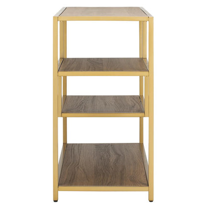 Reese Geometric Console Table, Walnut/Gold