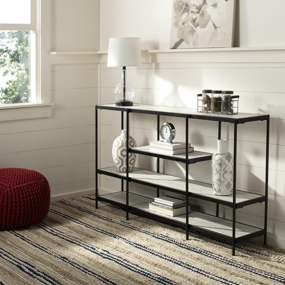 Petra 3 Tier Console Table, Beige/Black