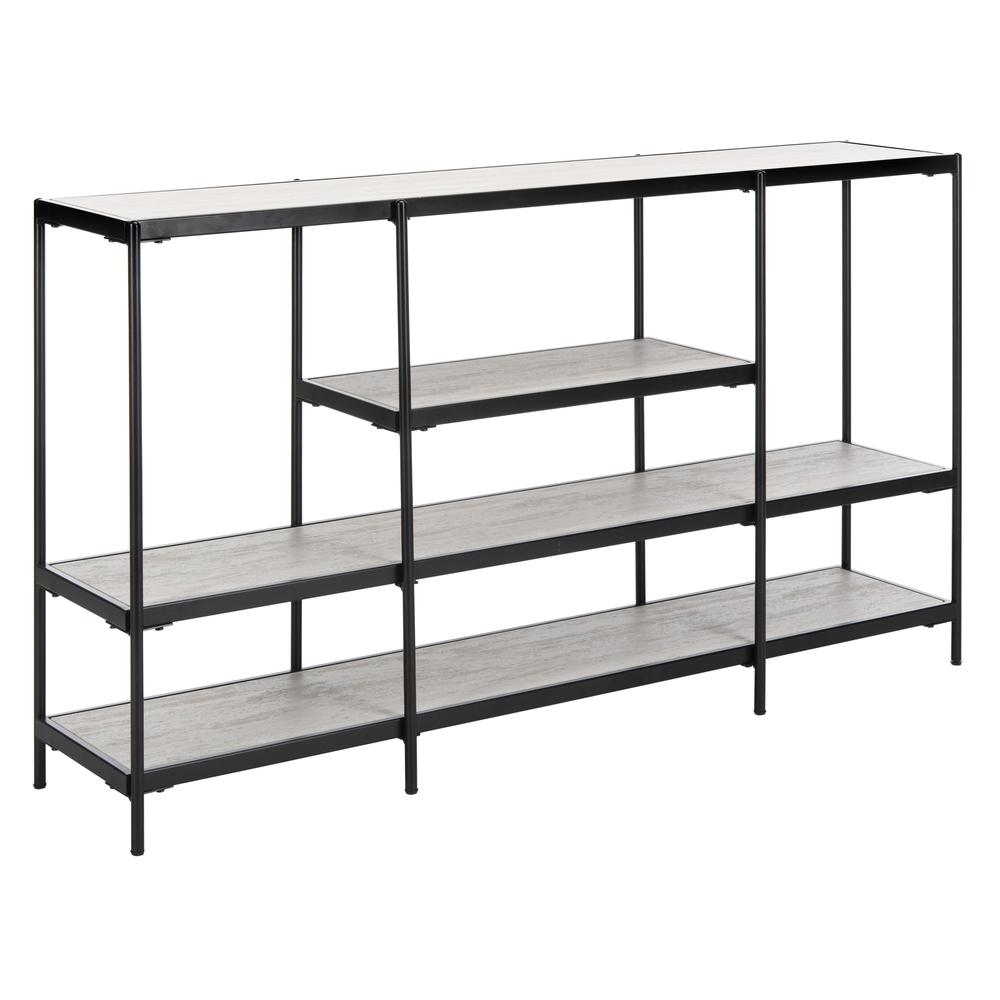 Petra 3 Tier Console Table, Beige/Black