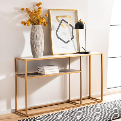 Octavia Console Table, Beige/Black/Gold
