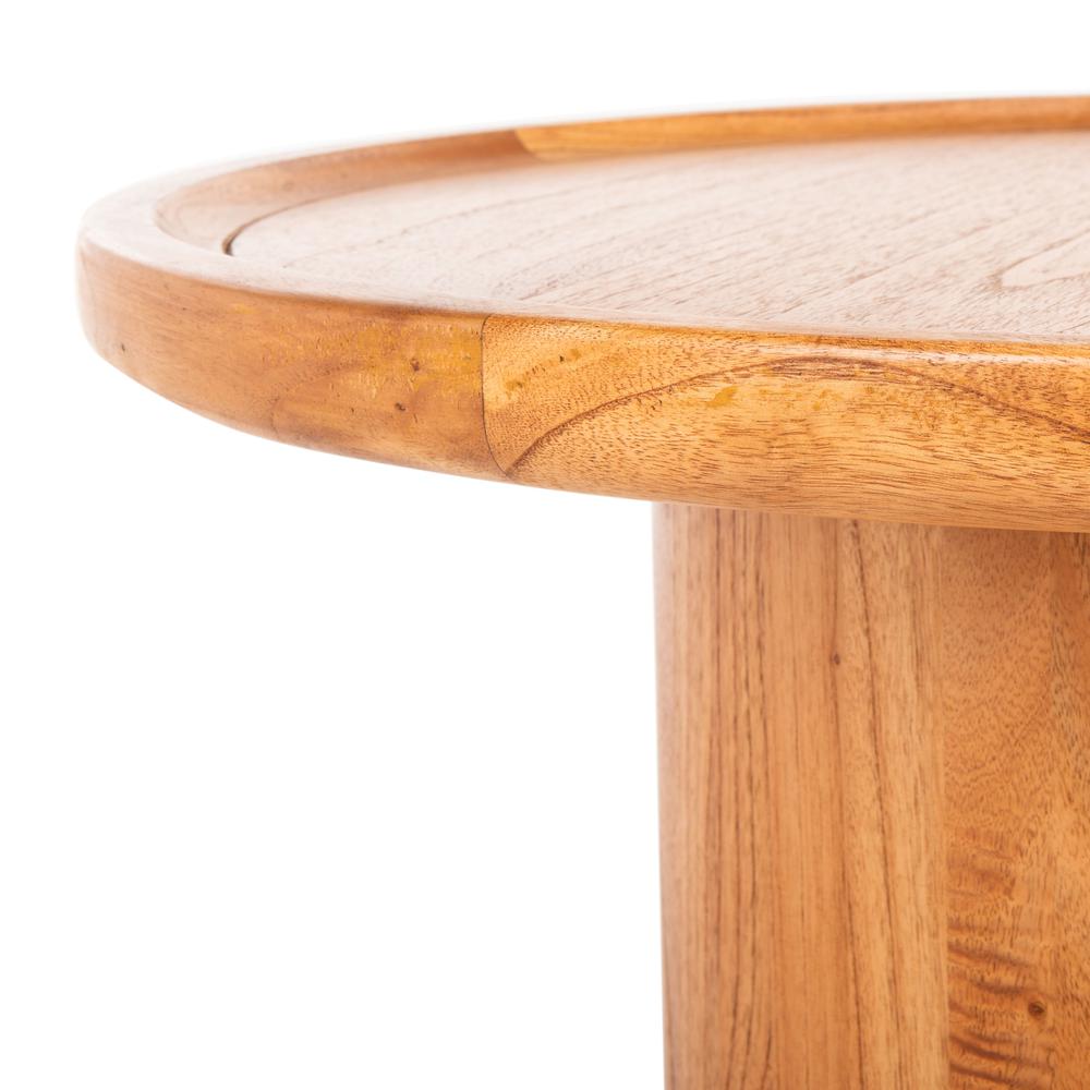 Devin Round Pedestal Coffee Table, Natural Brown