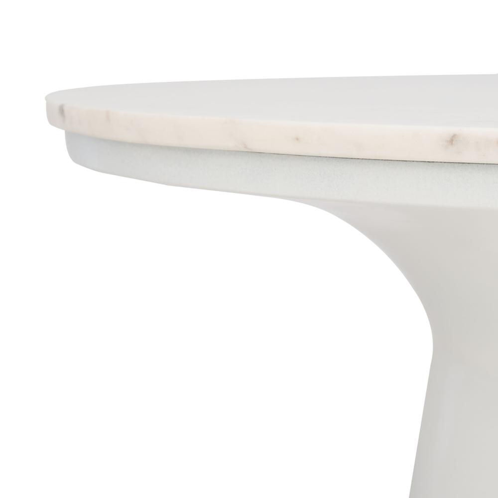 Mila Pedestal Coffee Table, White Marble/White