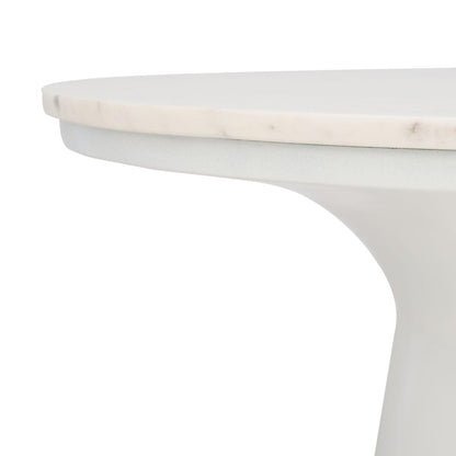 Mila Pedestal Coffee Table, White Marble/White