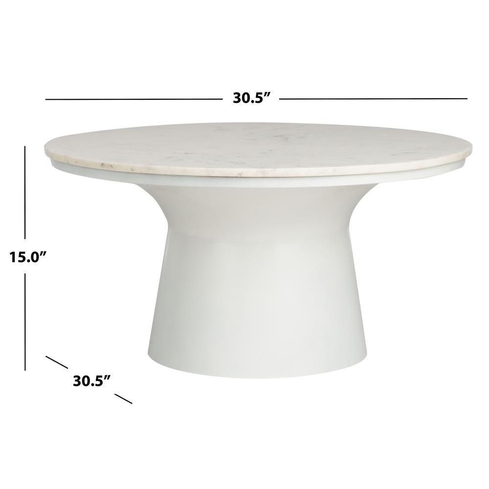 Mila Pedestal Coffee Table, White Marble/White