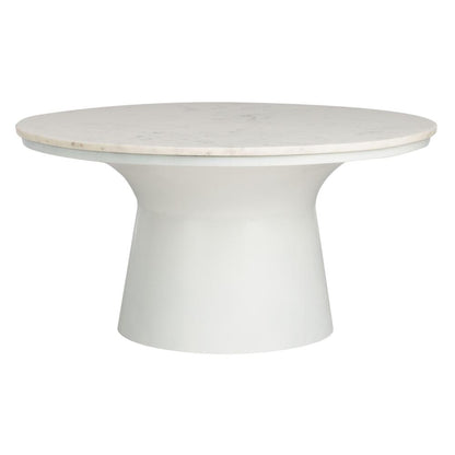 Mila Pedestal Coffee Table, White Marble/White
