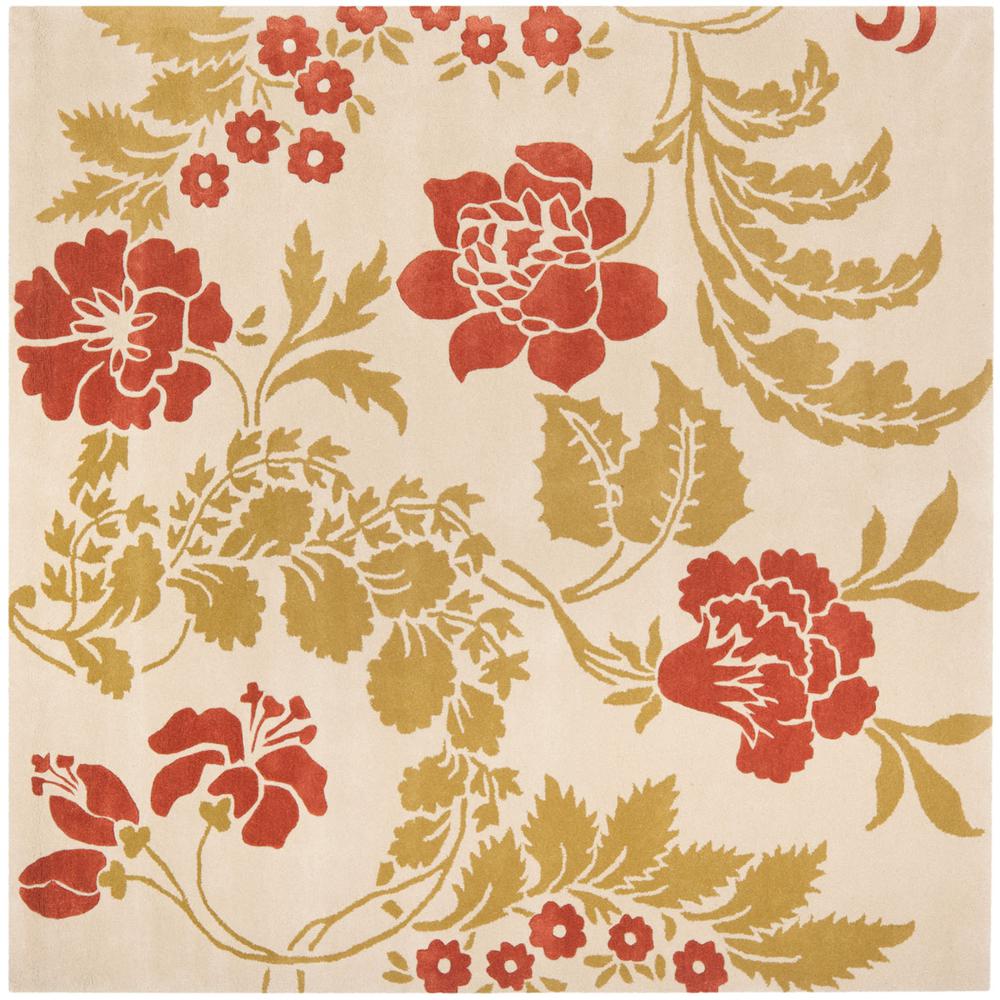 CAPRI, BEIGE / RUST, 7' X 7' Square, Area Rug