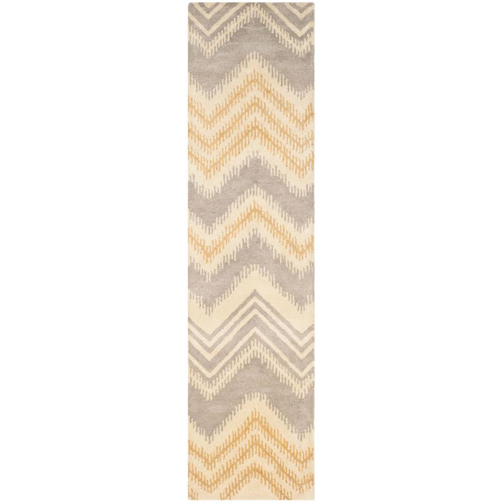 CAPRI, GREY / GOLD, 2'-3" X 9', Area Rug