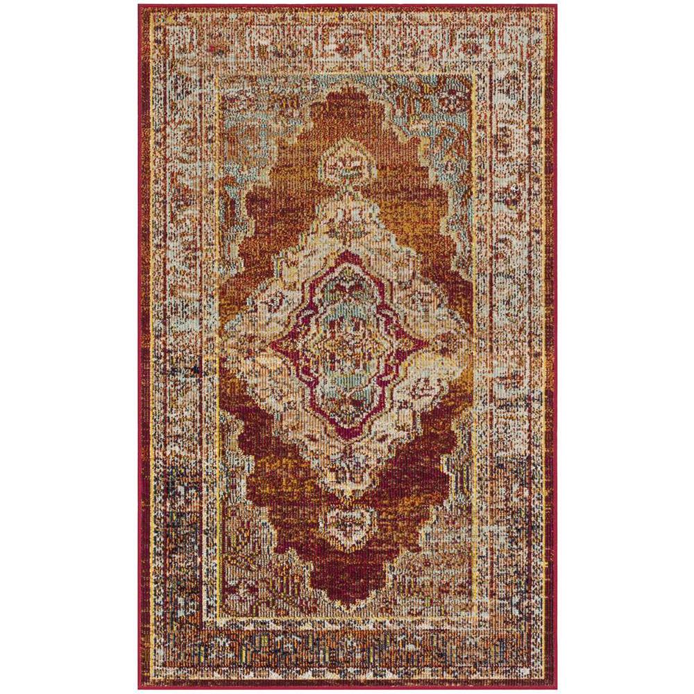 CRYSTAL, ORANGE / LIGHT BLUE, 3' X 5', Area Rug