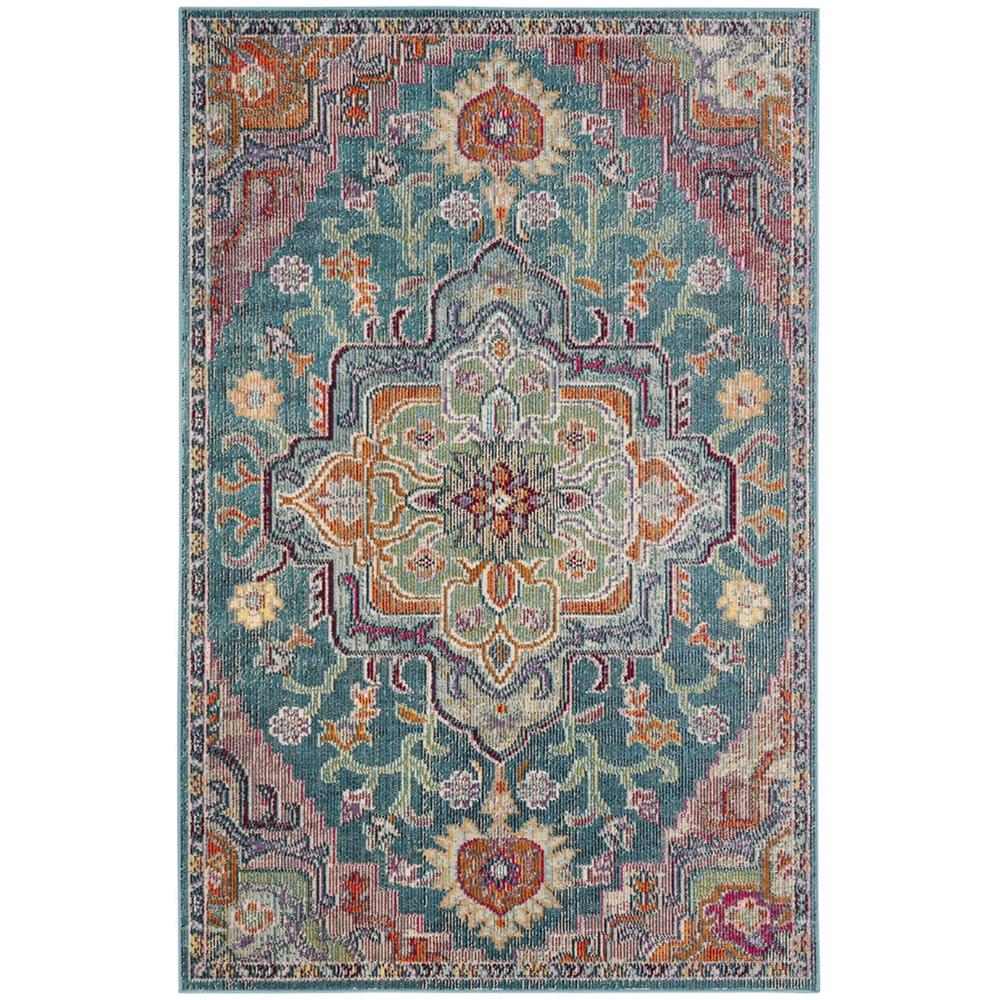 CRYSTAL, TEAL / ROSE, 4' X 6', Area Rug
