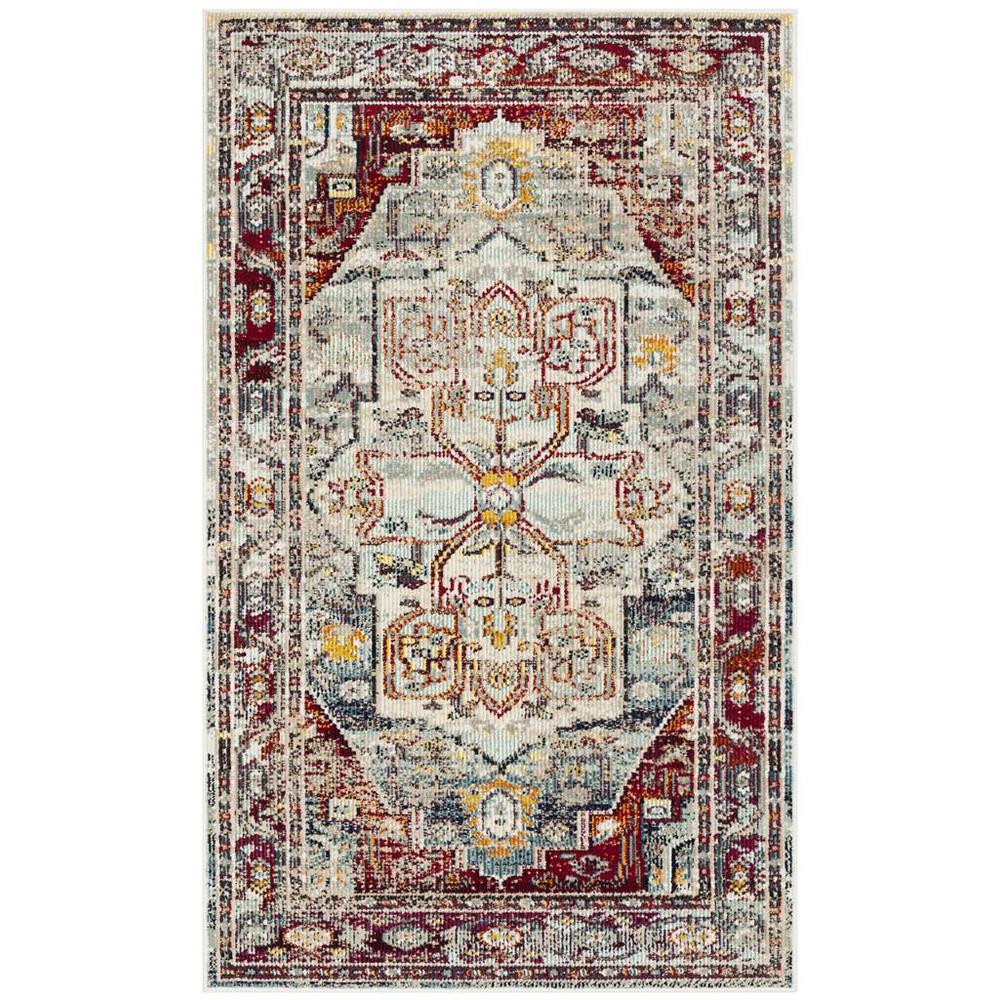 CRYSTAL, LIGHT BLUE / RED, 3' X 5', Area Rug