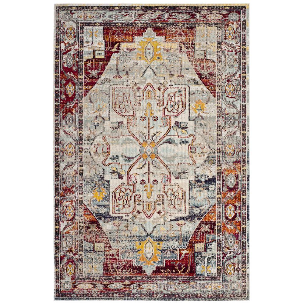 CRYSTAL, LIGHT BLUE / RED, 5' X 8', Area Rug