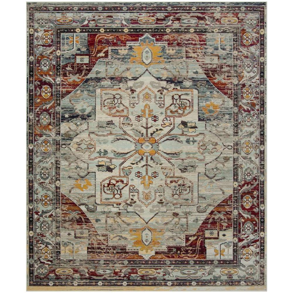 CRYSTAL, LIGHT BLUE / RED, 8' X 10', Area Rug