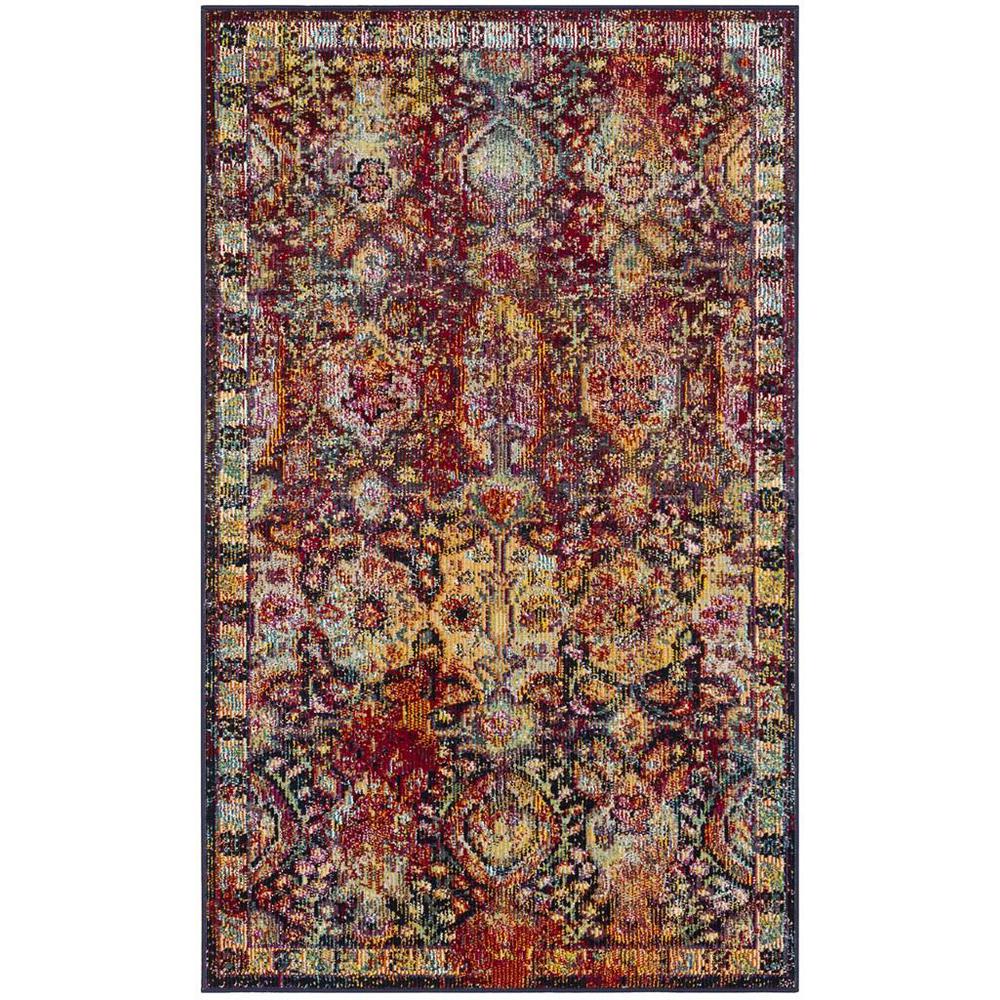 CRYSTAL, NAVY / ORANGE, 3' X 5', Area Rug