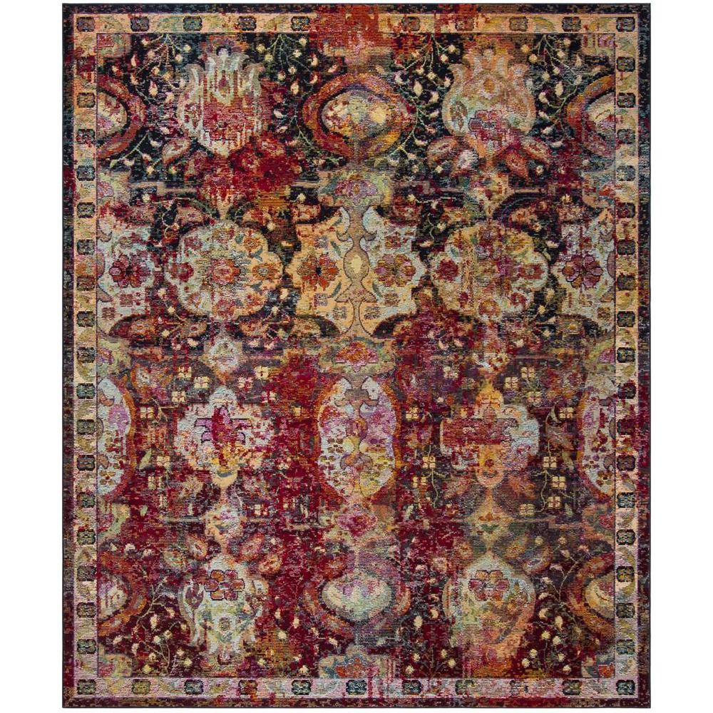 CRYSTAL, NAVY / ORANGE, 8' X 10', Area Rug