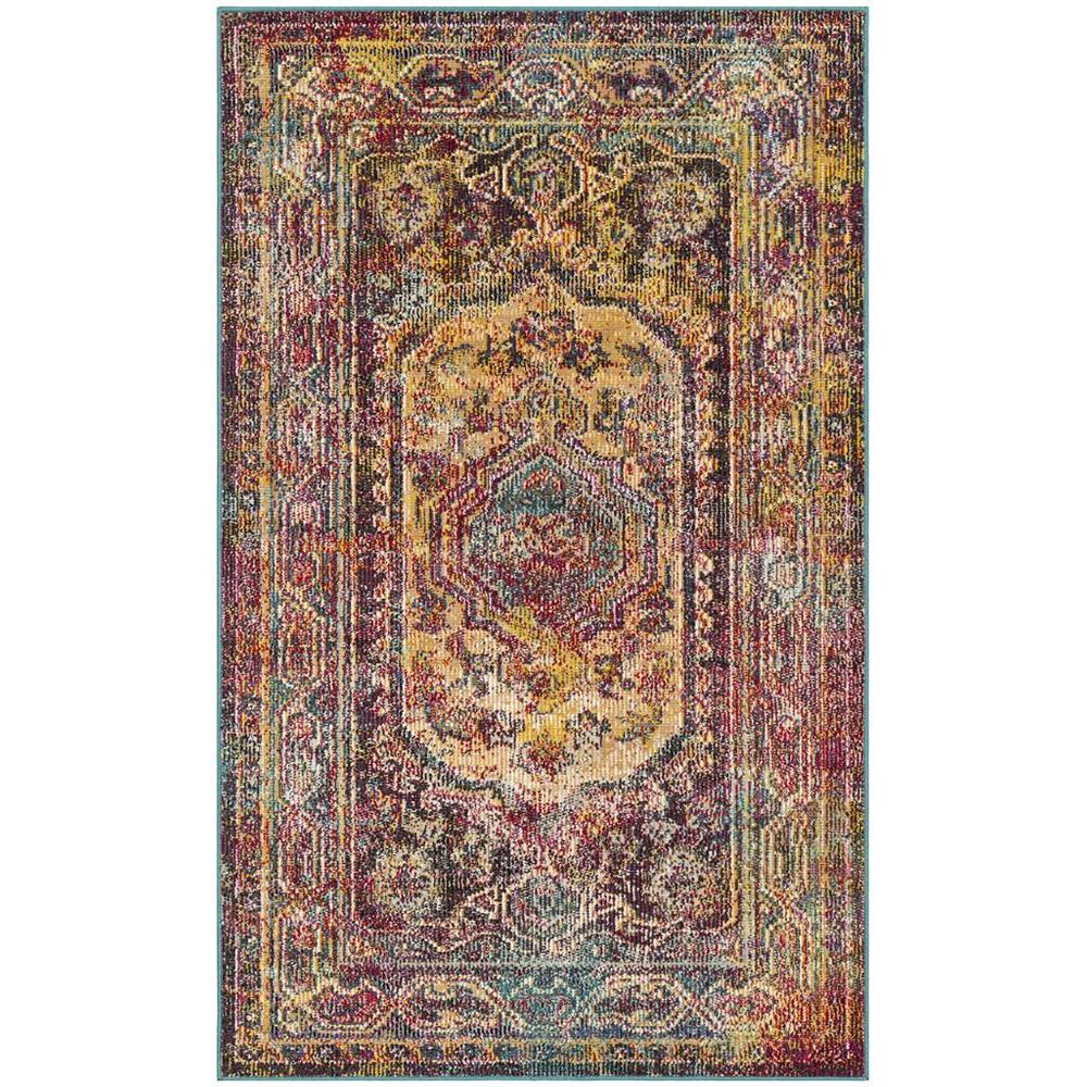 CRYSTAL, TEAL / ROSE, 3' X 5', Area Rug