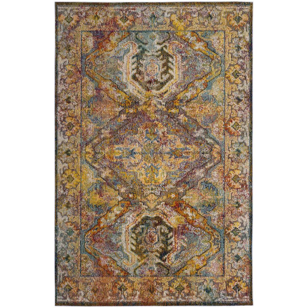 CRYSTAL, LIGHT BLUE / ORANGE, 5' X 8', Area Rug, CRS516A-5