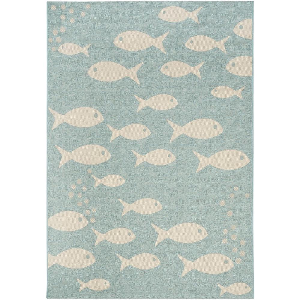 COURTYARD, AQUA / BEIGE, 5'-3" X 7'-7", Area Rug, CY6012-223-5