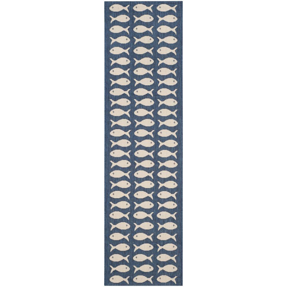 COURTYARD, NAVY / BEIGE, 2'-3" X 8', Area Rug, CY6013-268-28