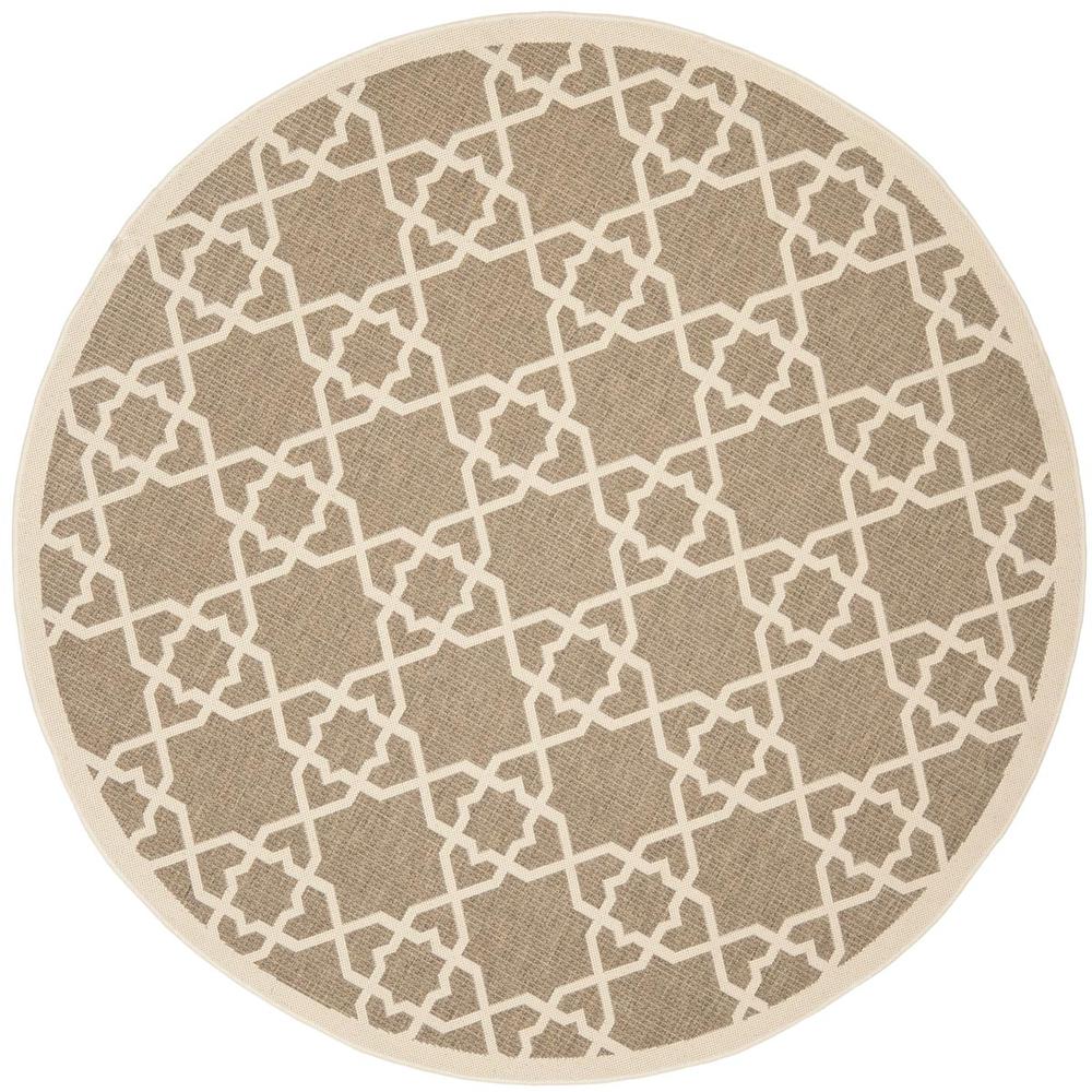 COURTYARD, BROWN / BEIGE, 5'-3" X 5'-3" Round, Area Rug