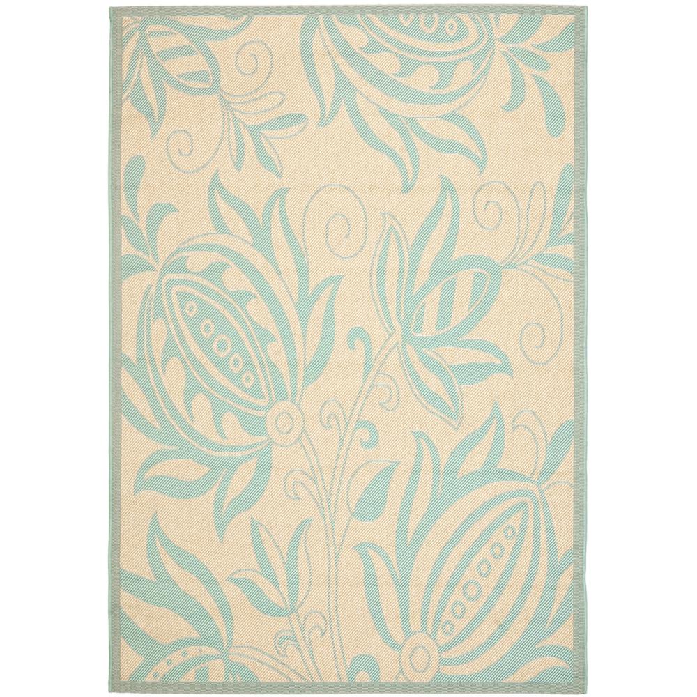 COURTYARD, CREAM / AQUA, 2'-7" X 5', Area Rug