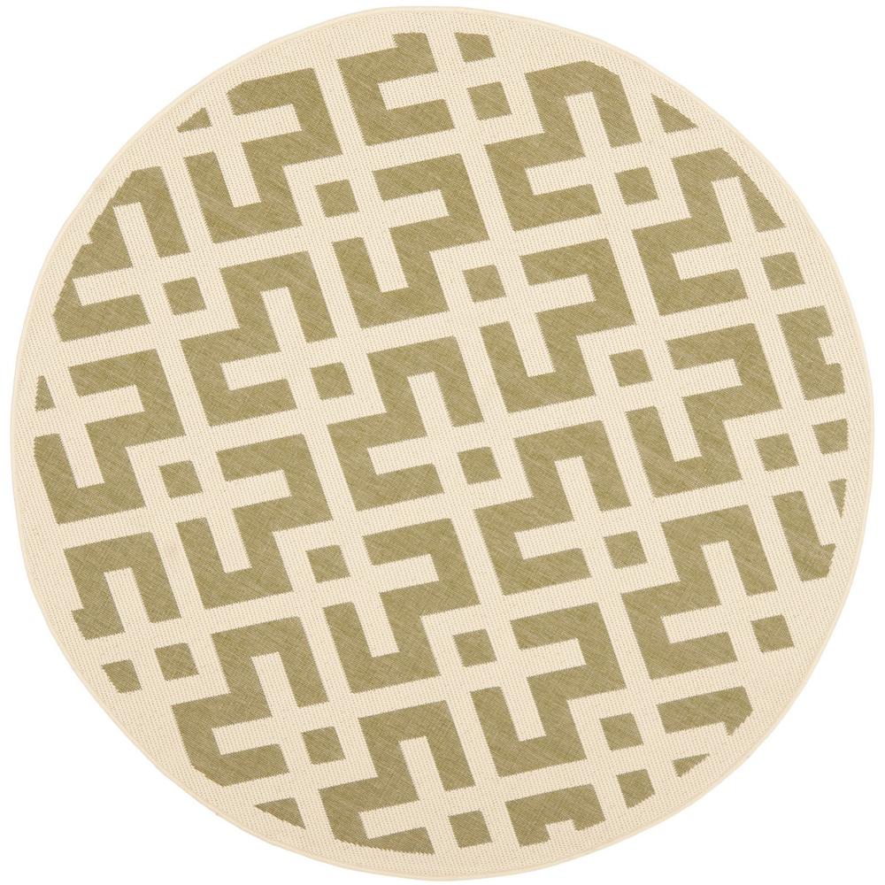 COURTYARD, GREEN / BONE, 5'-3" X 5'-3" Round, Area Rug