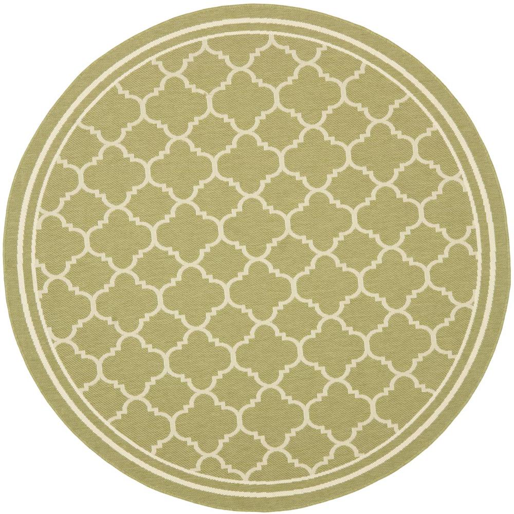 COURTYARD, GREEN / BEIGE, 4' X 4' Round, Area Rug
