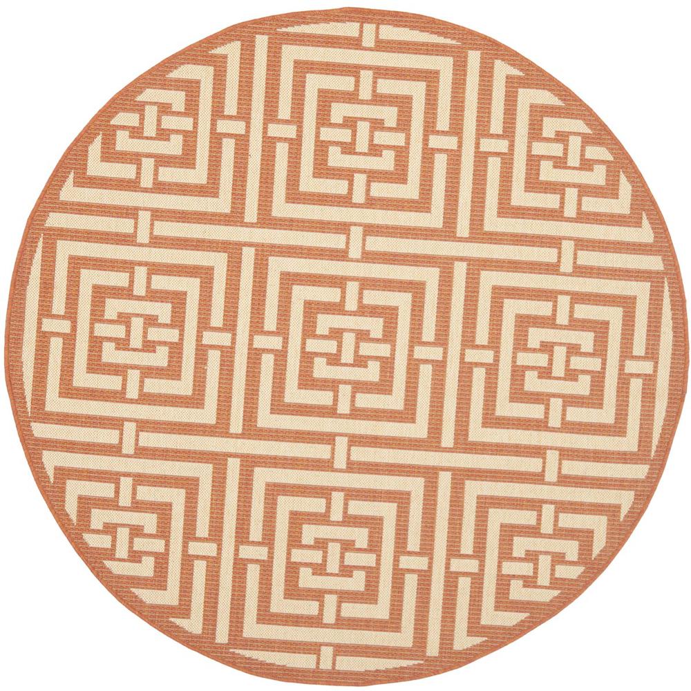 COURTYARD, TERRACOTTA / CREAM, 5'-3" X 5'-3" Round, Area Rug