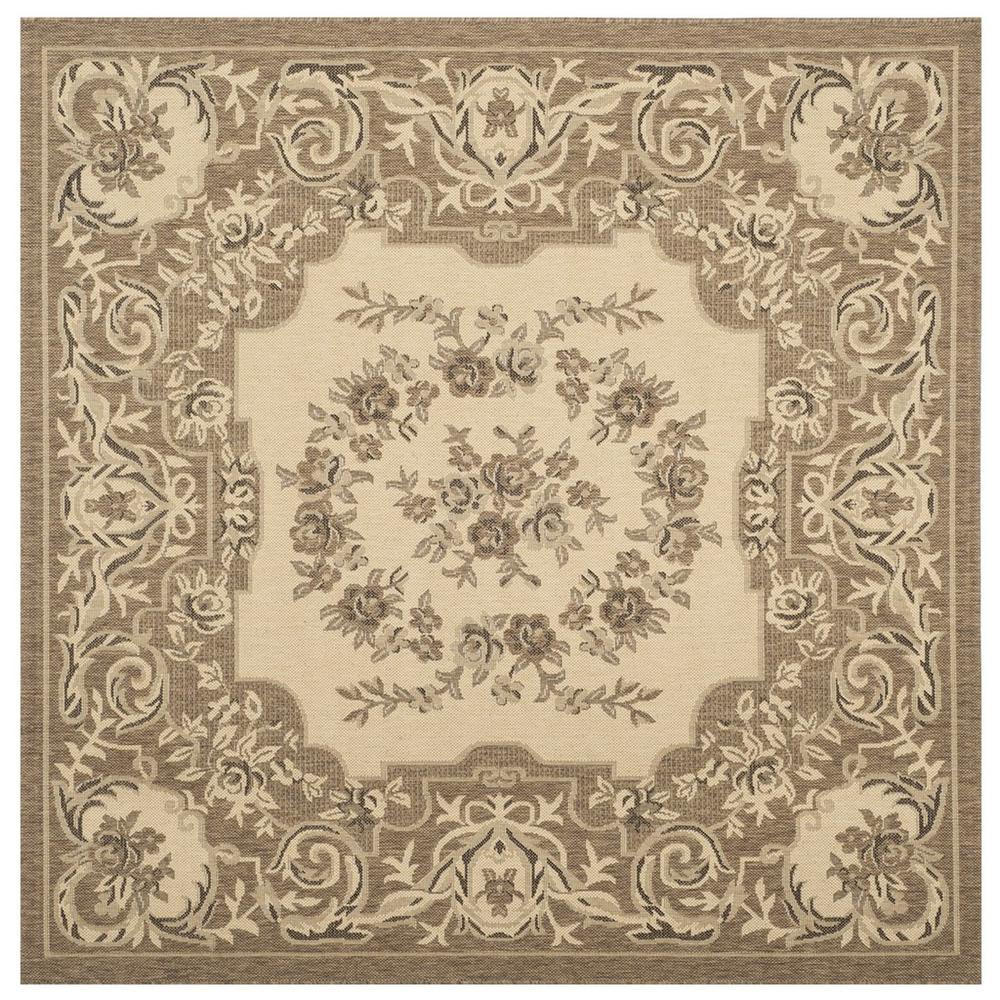 COURTYARD, CREME / BROWN, 6'-7" X 6'-7" Square, Area Rug