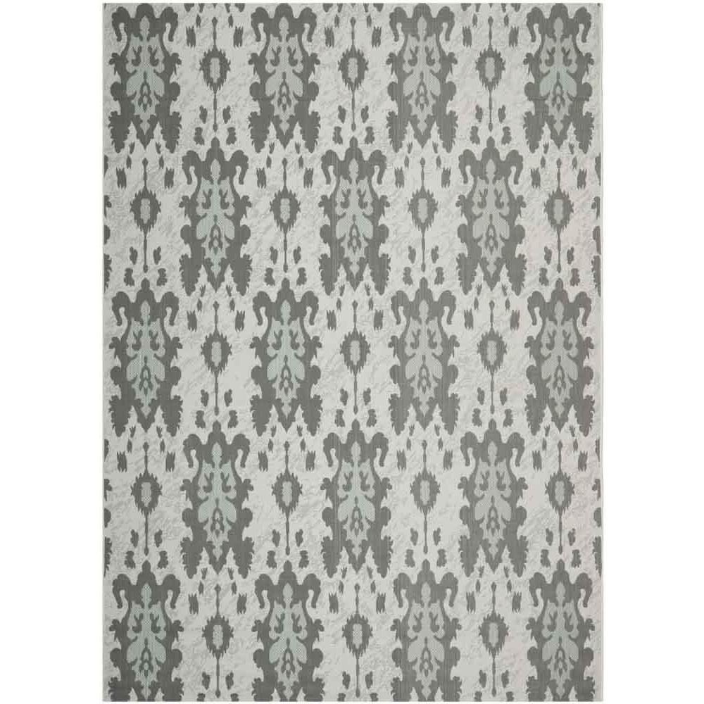 COURTYARD, LTGY ANTHRACITE / AQUA WEFT, 8' X 11', Area Rug