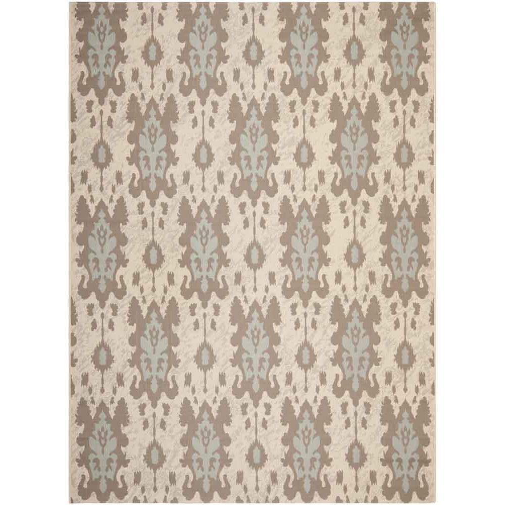 COURTYARD, BEIGE DK BEIGE / AQUA WEFT, 8' X 11', Area Rug