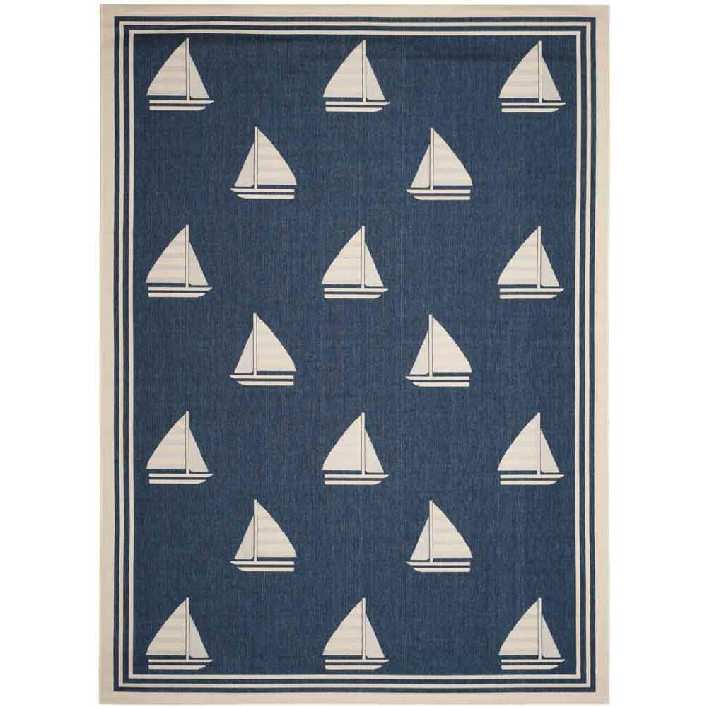 COURTYARD, NAVY / BEIGE, 8' X 11', Area Rug, CY7422-258A22-8