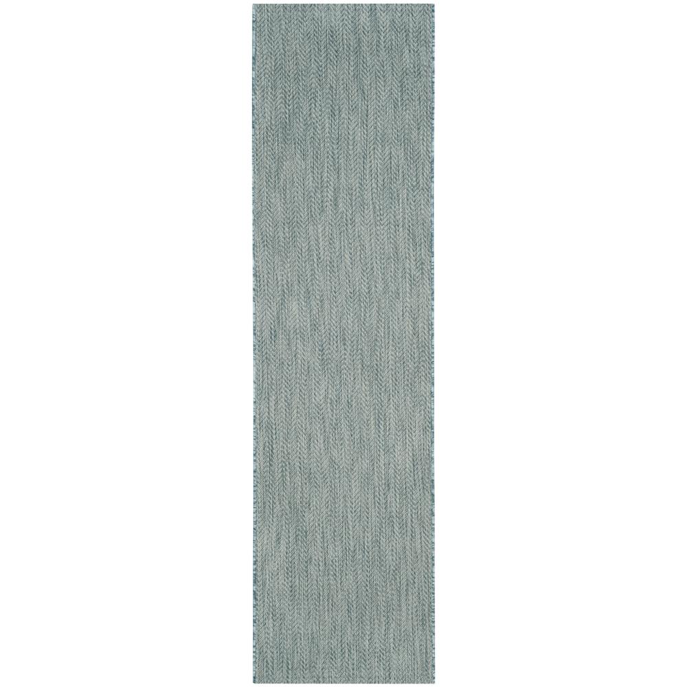 COURTYARD, AQUA / GREY, 2'-3" X 8', Area Rug, CY8022-37121-28