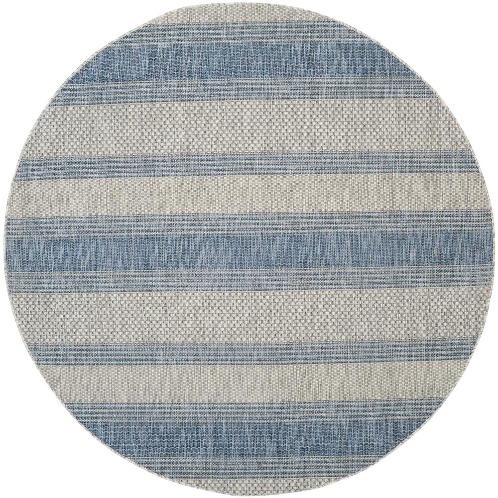 COURTYARD, GREY / NAVY, 6'-7" X 6'-7" Round, Area Rug, CY8464-36812-7R