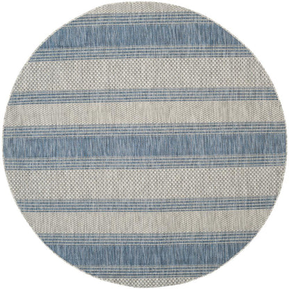 COURTYARD, GREY / NAVY, 6'-7" X 6'-7" Round, Area Rug, CY8464-36812-7R