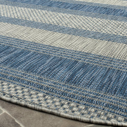 COURTYARD, GREY / NAVY, 6'-7" X 6'-7" Round, Area Rug, CY8464-36812-7R