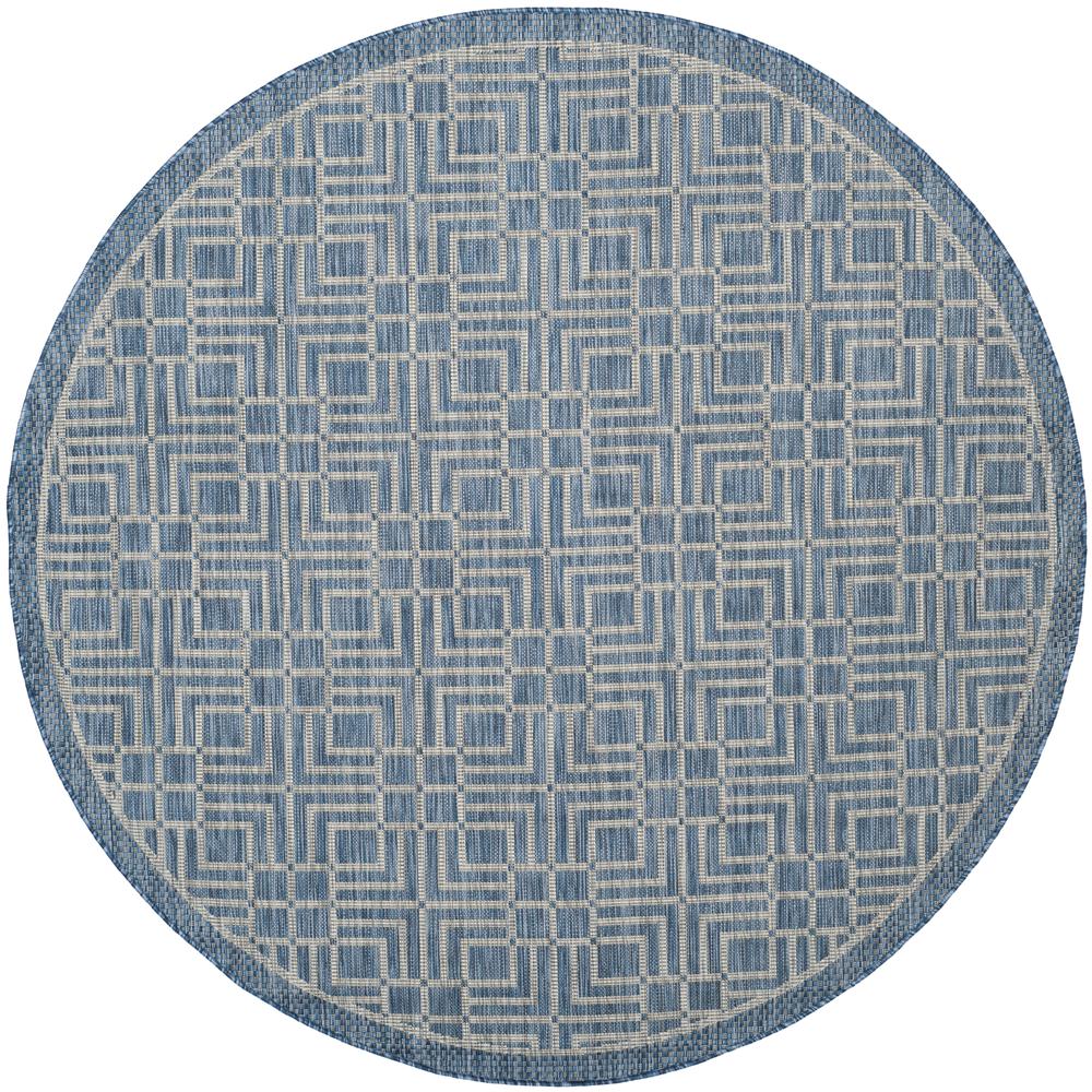 COURTYARD, NAVY / GREY, 6'-7" X 6'-7" Round, Area Rug, CY8467-36821-7R
