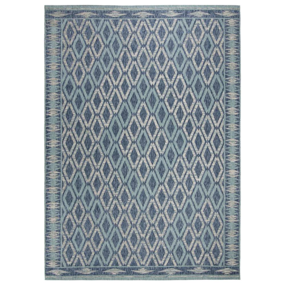 COURTYARD, NAVY / AQUA, 8' X 11', Area Rug