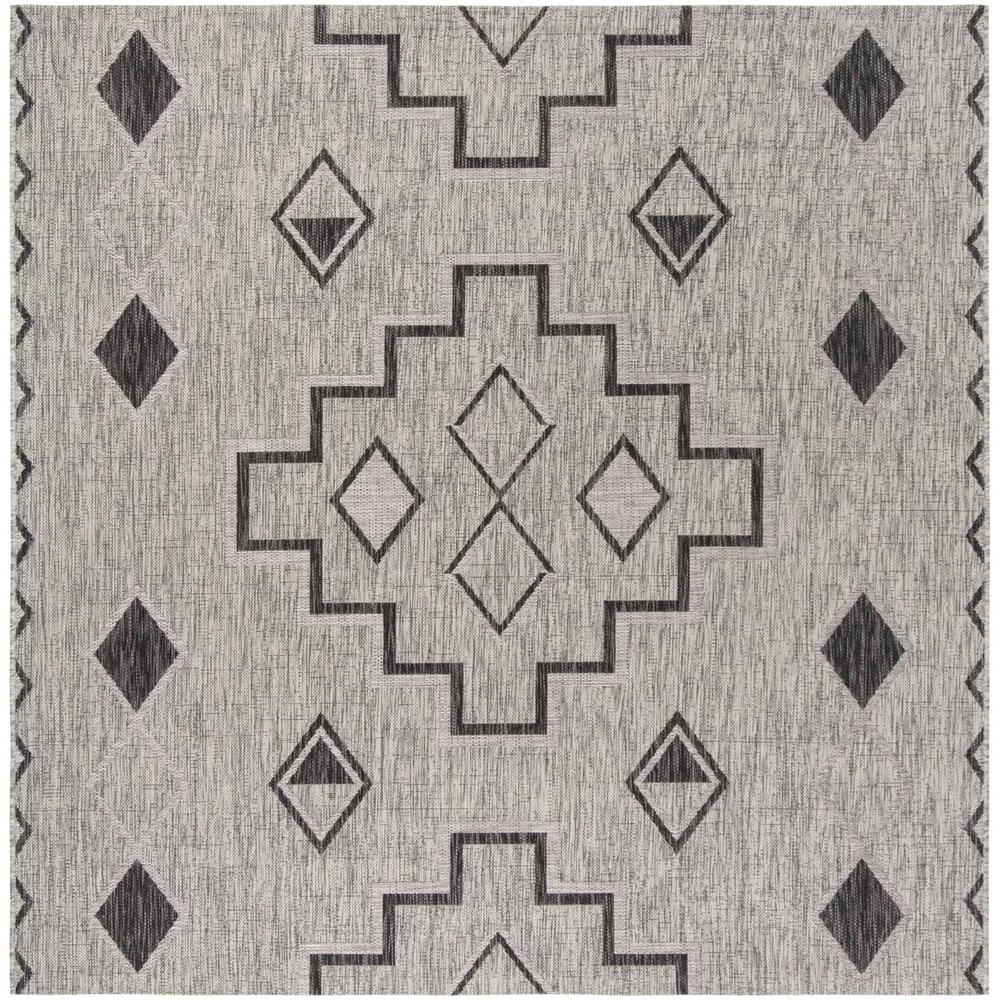 COURTYARD, GREY / BLACK, 5'-3" X 5'-3" Square, Area Rug