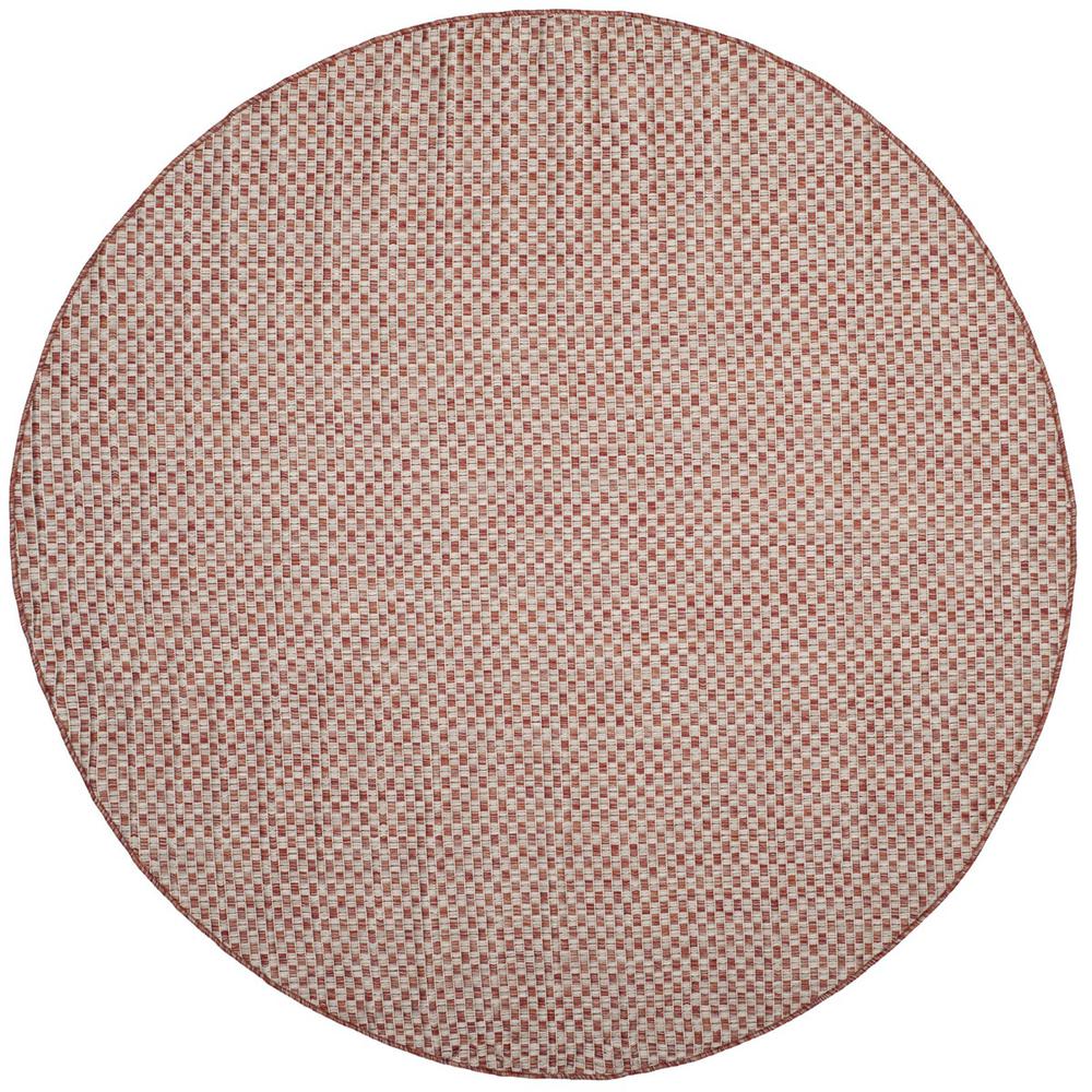 COURTYARD, RUST / LIGHT GREY, 6'-7" X 6'-7" Round, Area Rug