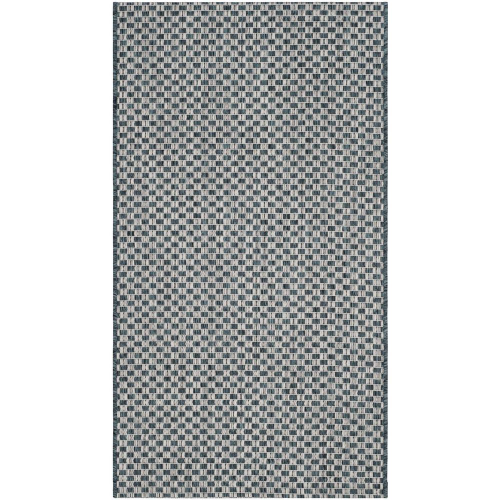 COURTYARD, TURQUOISE / LIGHT GREY, 2'-7" X 5', Area Rug