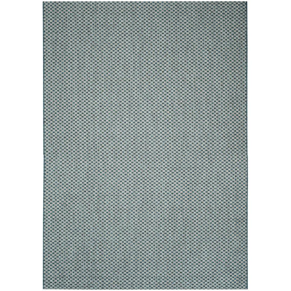 COURTYARD, TURQUOISE / LIGHT GREY, 5'-3" X 7'-7", Area Rug