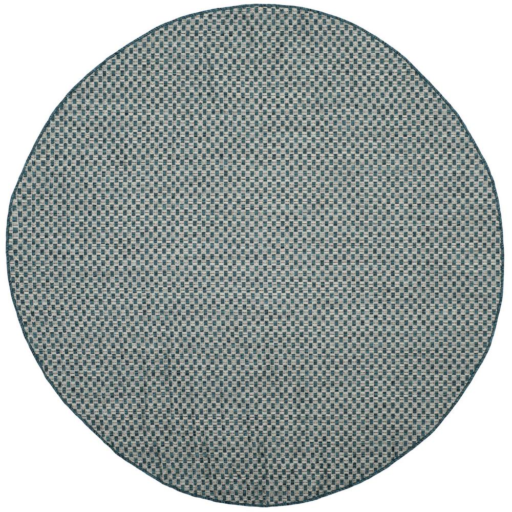 COURTYARD, TURQUOISE / LIGHT GREY, 6'-7" X 6'-7" Round, Area Rug