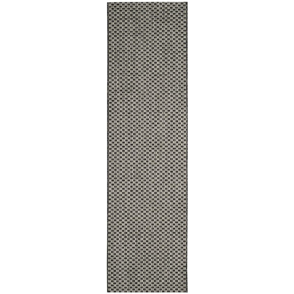 COURTYARD, BLACK / LIGHT GREY, 2'-3" X 10', Area Rug