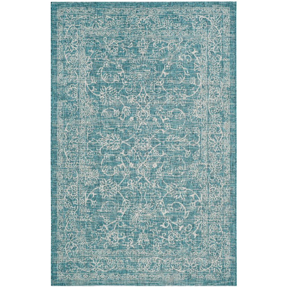 COURTYARD, TURQUOISE, 4' X 5'-7", Area Rug