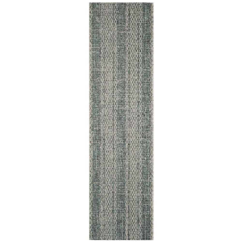 COURTYARD, LIGHT GREY / TEAL, 2'-3" X 8', Area Rug, CY8736-37212-28
